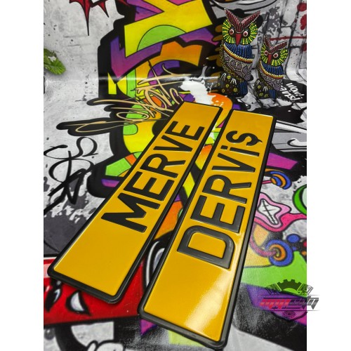 Appcity Sarı Kişiye Özel  Dekor Plaka, Yazi Dekor Plaka, Isme Özel Plaka, Galeri Plakası